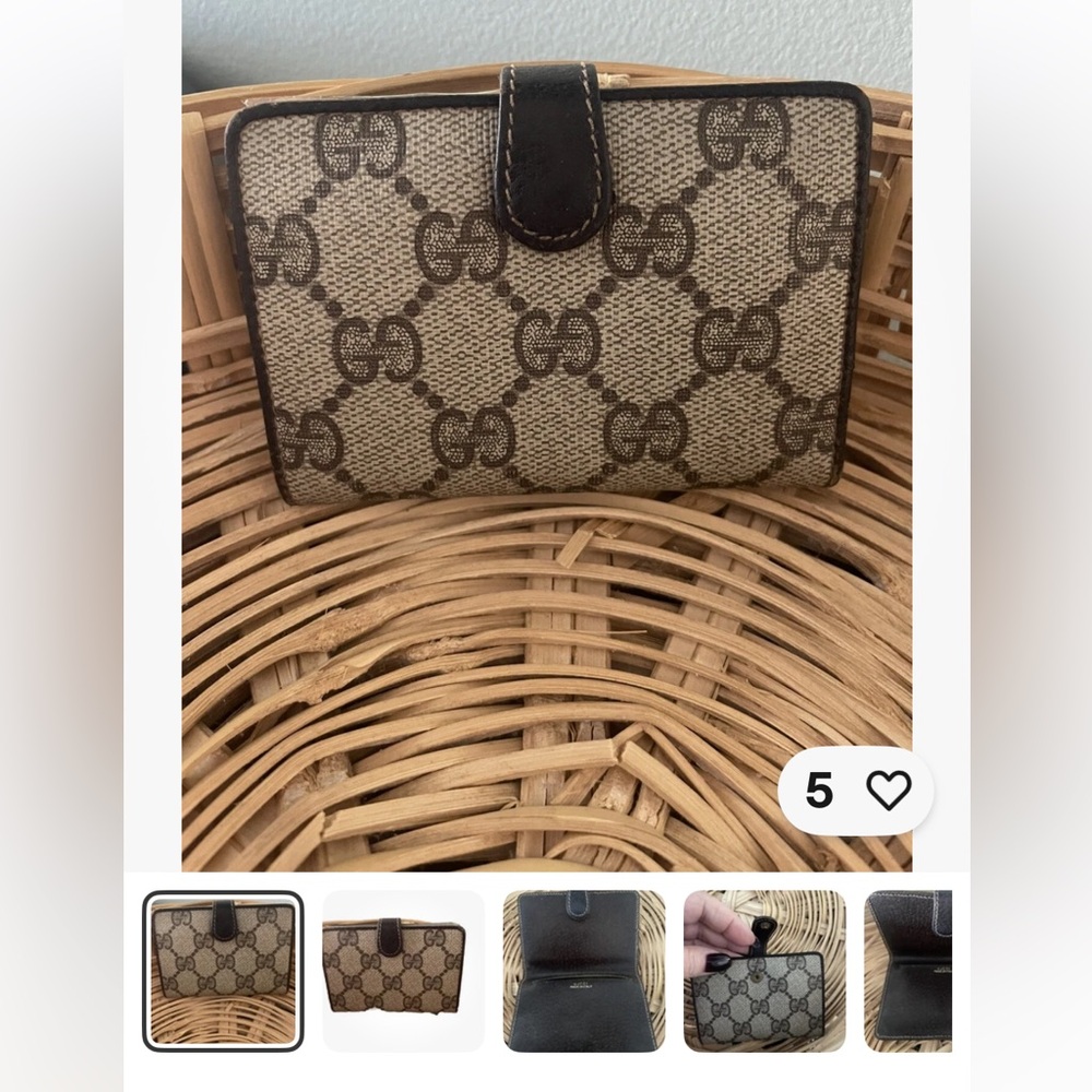 Gucci Vintage GG Monogram Wallet Credit Card Holder Brown Supreme Canvas Rare!